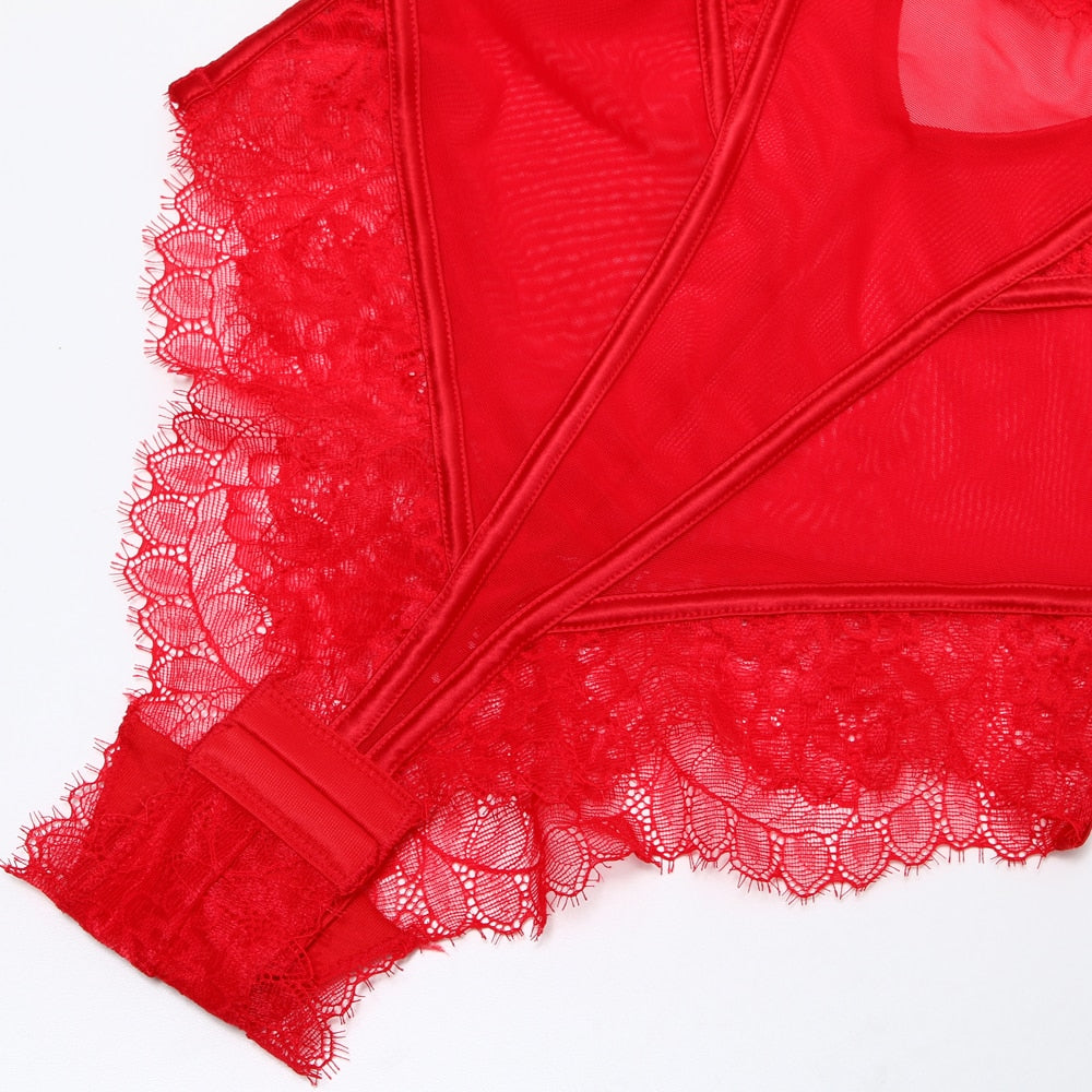 Bodysuit Frauen Push Up Rot Strappy Cup Wimpern Spitze Blumenmuster Gepolsterte Bügel Dessous Frauen Shapewear Hohe Qualität
