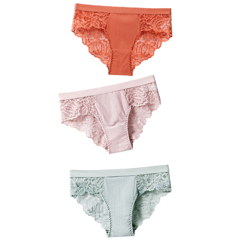 3 uds bragas de algodón, bragas sexis, bragas de encaje, ropa interior para mujer, bragas de lencería para mujer, bragas florales, calzoncillos