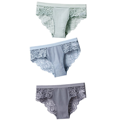 3 uds bragas de algodón, bragas sexis, bragas de encaje, ropa interior para mujer, bragas de lencería para mujer, bragas florales, calzoncillos