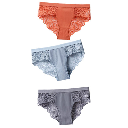 3 uds bragas de algodón, bragas sexis, bragas de encaje, ropa interior para mujer, bragas de lencería para mujer, bragas florales, calzoncillos