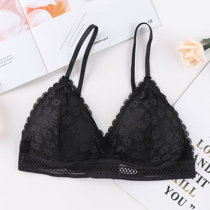 Sujetadores acolchados de encaje para mujer, lencería cómoda con espalda envuelta en el pecho, sin aros